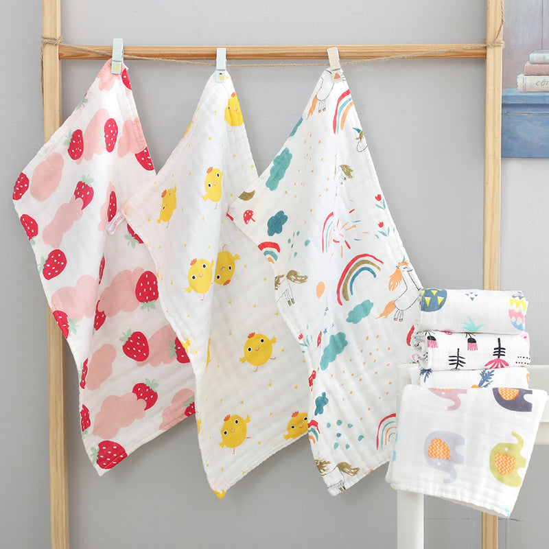 Baby Gauze Small Square Six-Layer A Pure Cotton Baby Spit Towel Soft High Density Gauze Newborn Small Towel - image 1