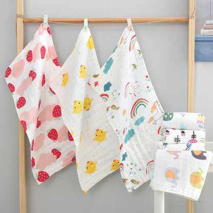 Baby Gauze Small Square Six-Layer A Pure Cotton Baby Spit Towel Soft High Density Gauze Newborn Small Towel - image 1
