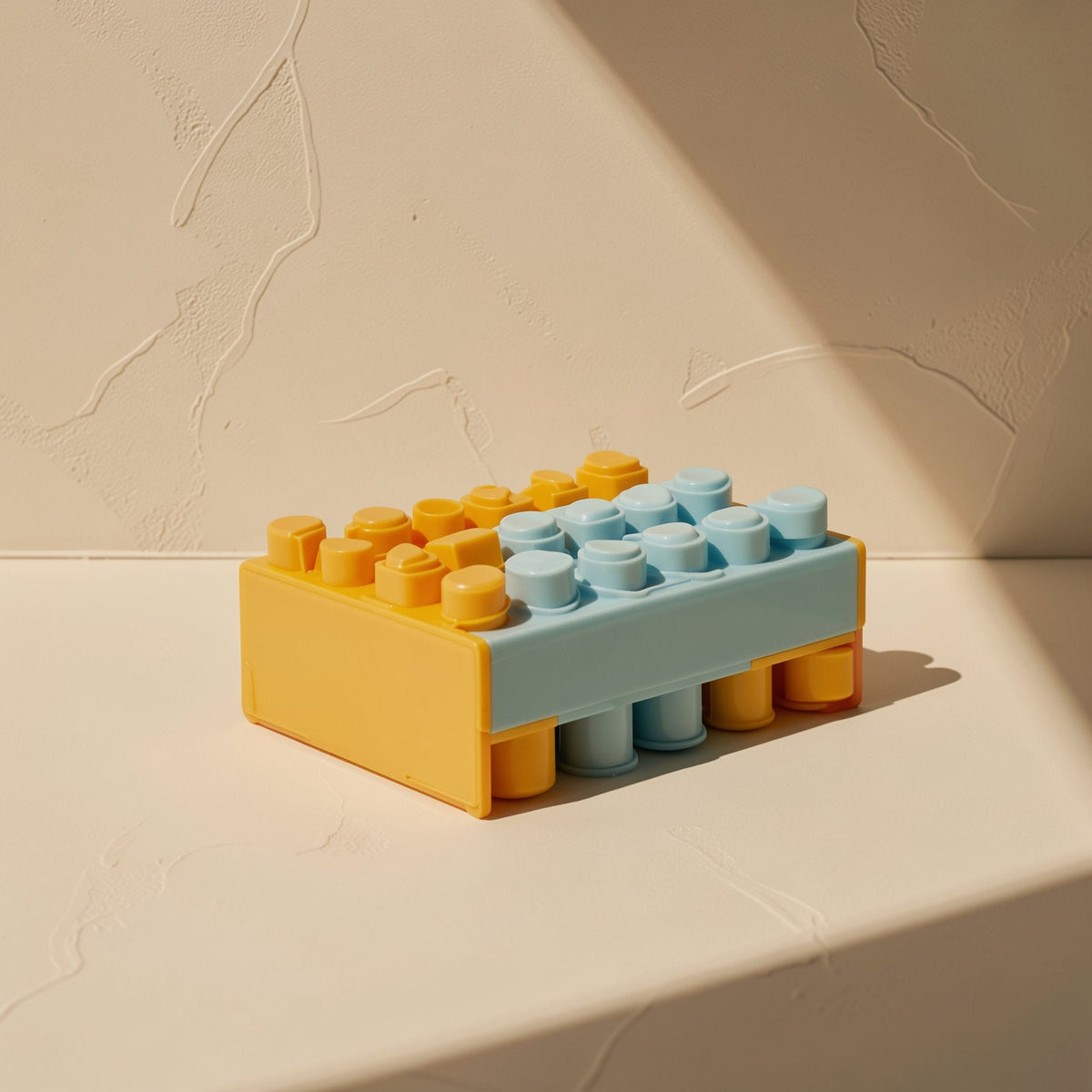 Plastic building blocks set described with large and small particles - view 2