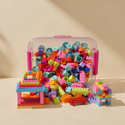 Plastic building blocks set described with large and small particles - view 4