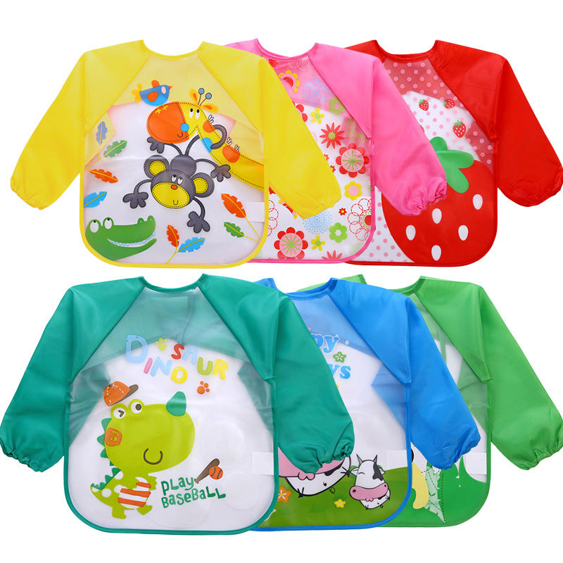 A generation of children's overalls wear foreign trade long sleeve waterproof baby eating bib Amazon painting clothes - image 1