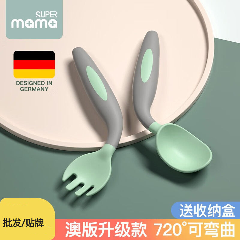 Baby Spoon, Baby Learning to Eat Tableware, Training Fork and Spoon Set, Supplementary Food, Bendable and Twistable - image 1