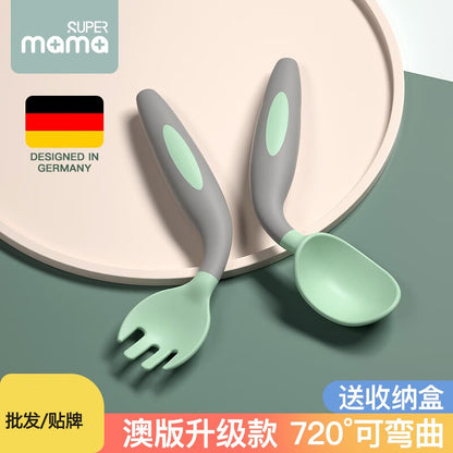 Baby Spoon, Baby Learning to Eat Tableware, Training Fork and Spoon Set, Supplementary Food, Bendable and Twistable - image 1