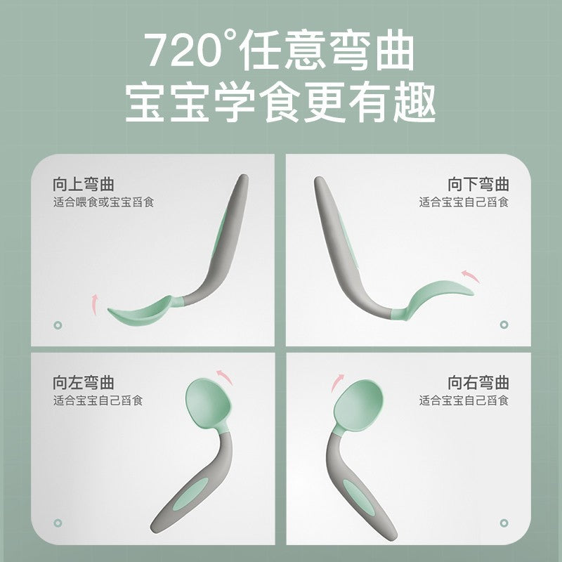 Baby Spoon, Baby Learning to Eat Tableware, Training Fork and Spoon Set, Supplementary Food, Bendable and Twistable - image 3