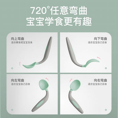 Baby Spoon, Baby Learning to Eat Tableware, Training Fork and Spoon Set, Supplementary Food, Bendable and Twistable - image 3