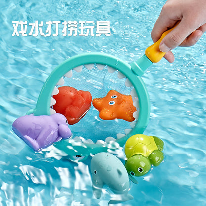 Cross-Border Baby Bath Toy Turtle Spray Net Fishing Shark Children's Animal Pinch Music Floating Water Toy - image 3