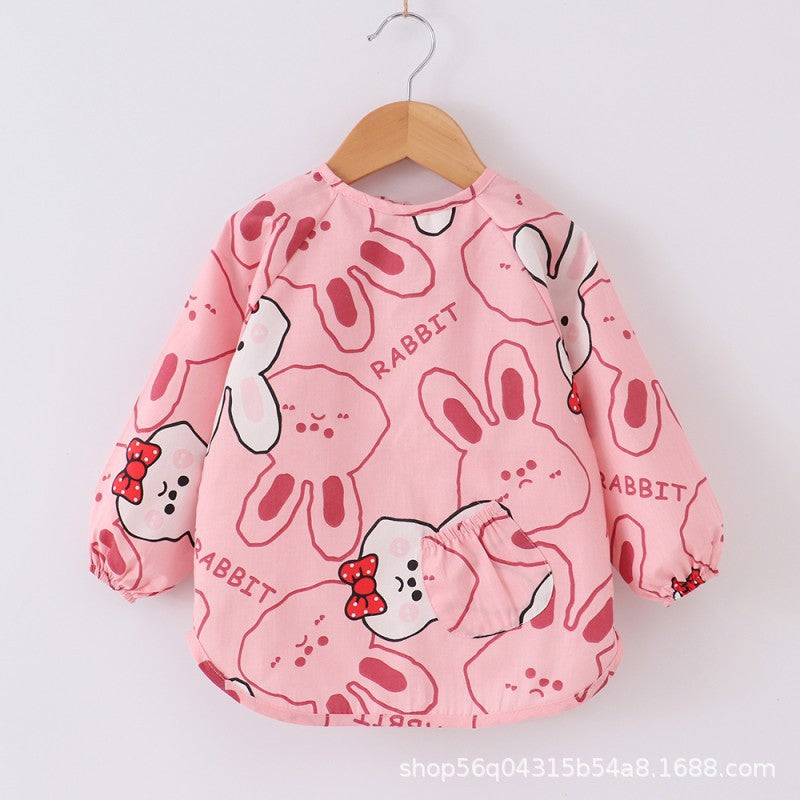 Pure Cotton Baby Smock Autumn and Winter Long-Sleeved Waterproof Children's Apron for Boys and Girls Eating Clothes Infant Bib Protection - image 1