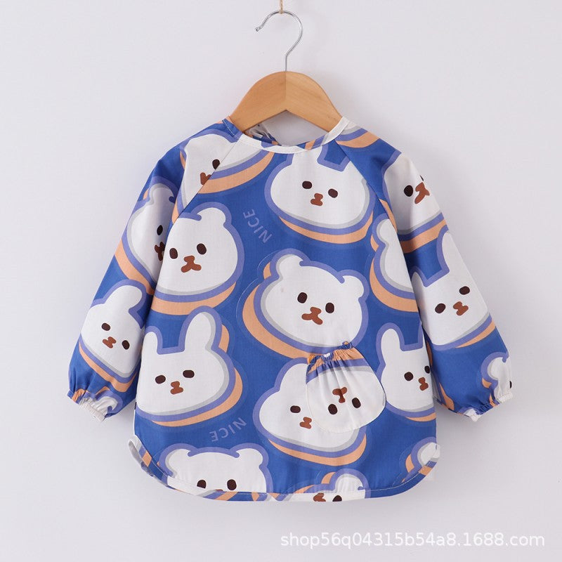 Pure Cotton Baby Smock Autumn and Winter Long-Sleeved Waterproof Children's Apron for Boys and Girls Eating Clothes Infant Bib Protection - image 2