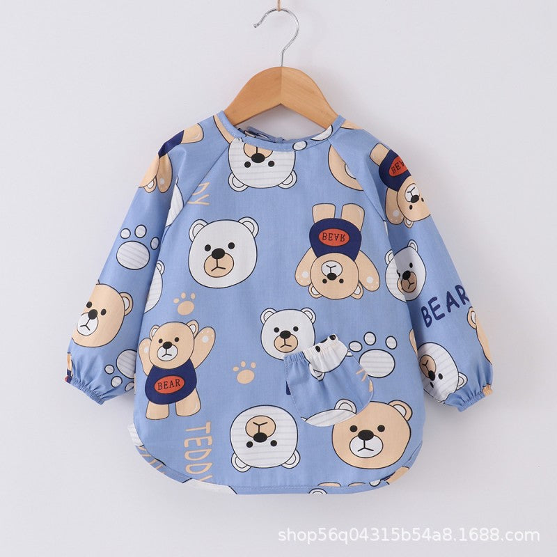 Pure Cotton Baby Smock Autumn and Winter Long-Sleeved Waterproof Children's Apron for Boys and Girls Eating Clothes Infant Bib Protection - image 3