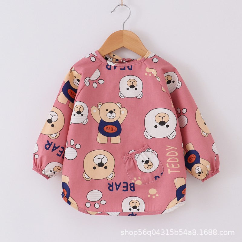 Pure Cotton Baby Smock Autumn and Winter Long-Sleeved Waterproof Children's Apron for Boys and Girls Eating Clothes Infant Bib Protection - image 4