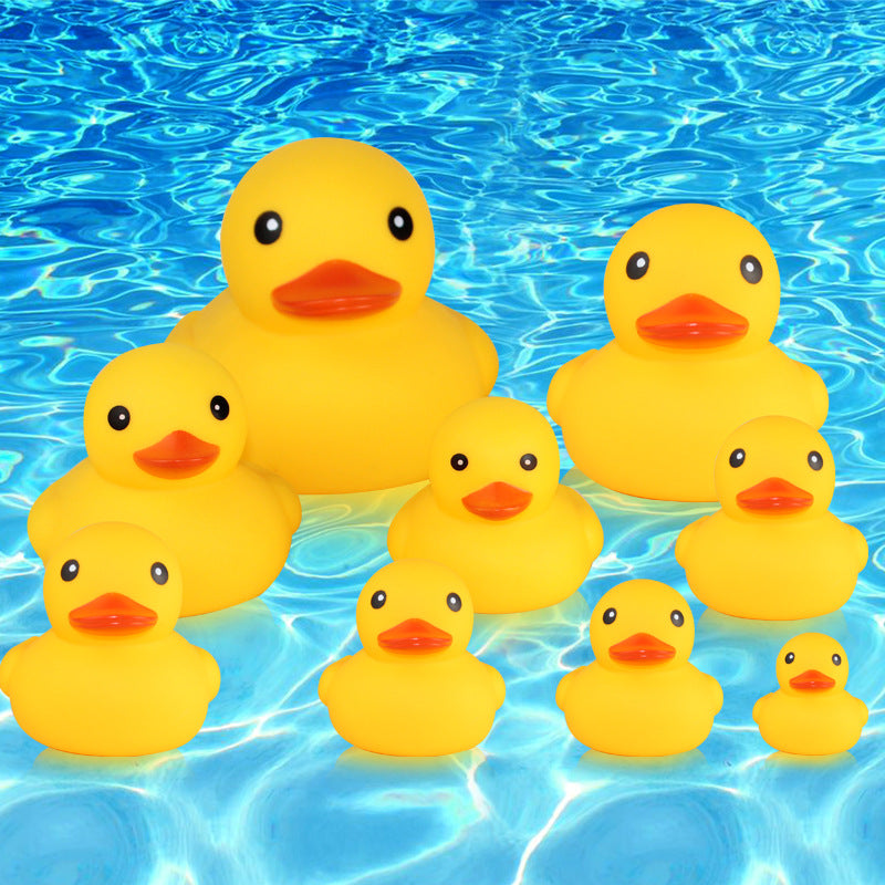 Jixin Little Yellow Duck Toy Children's Playing in the Water and Bathing Pinch and Calling Big Yellow Duck Sound Baby Toy No. 1-9 Duck - image 1
