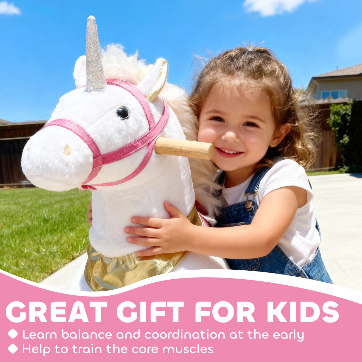 Ride on Unicorn Toy for Kids 3-5 Years, 29.5 Inch Plush Baby