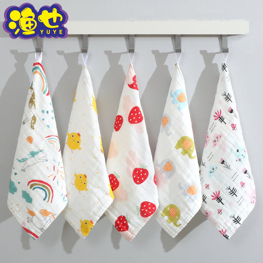 Six-Layer High-Density Pure Cotton Gauze Square Towel Baby Type a Printed Towel Kidsren's Towel Saliva Towel Pure Cotton Wholesale - image 1