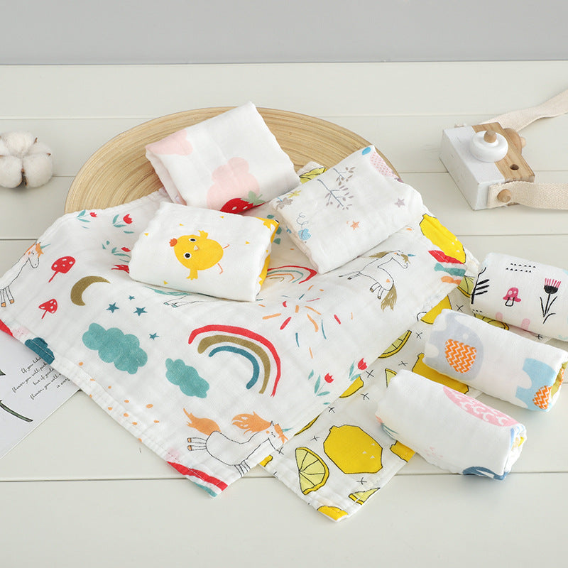 Six-Layer High-Density Pure Cotton Gauze Square Towel Baby Type a Printed Towel Kidsren's Towel Saliva Towel Pure Cotton Wholesale - image 2