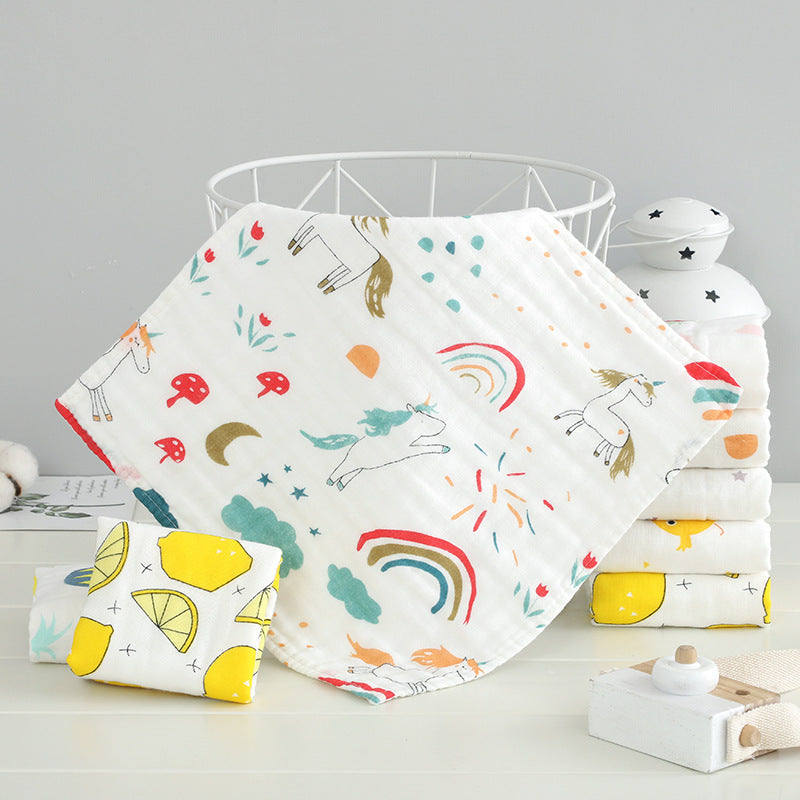 Six-Layer High-Density Pure Cotton Gauze Square Towel Baby Type a Printed Towel Kidsren's Towel Saliva Towel Pure Cotton Wholesale - image 3