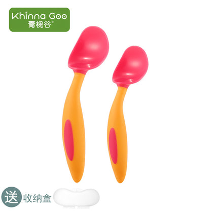 Baby Children Learn to Eat Training Spoon Baby Training Learning Supplementary Food Elbow Soup Spoon Set Home Anti-fall 2 - image 1
