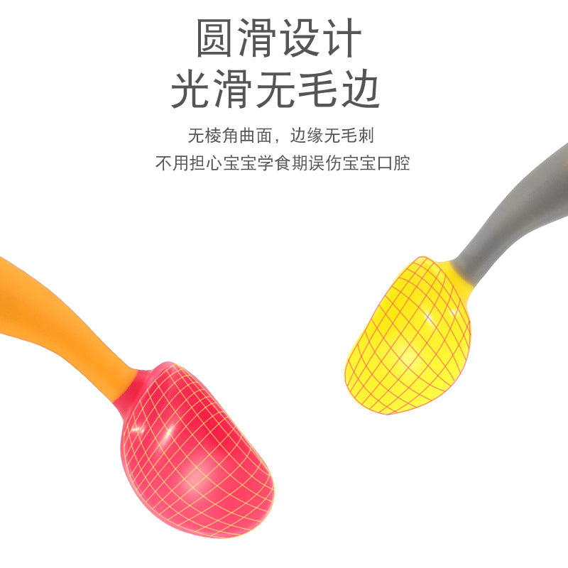 Baby Children Learn to Eat Training Spoon Baby Training Learning Supplementary Food Elbow Soup Spoon Set Home Anti-fall 2 - image 5