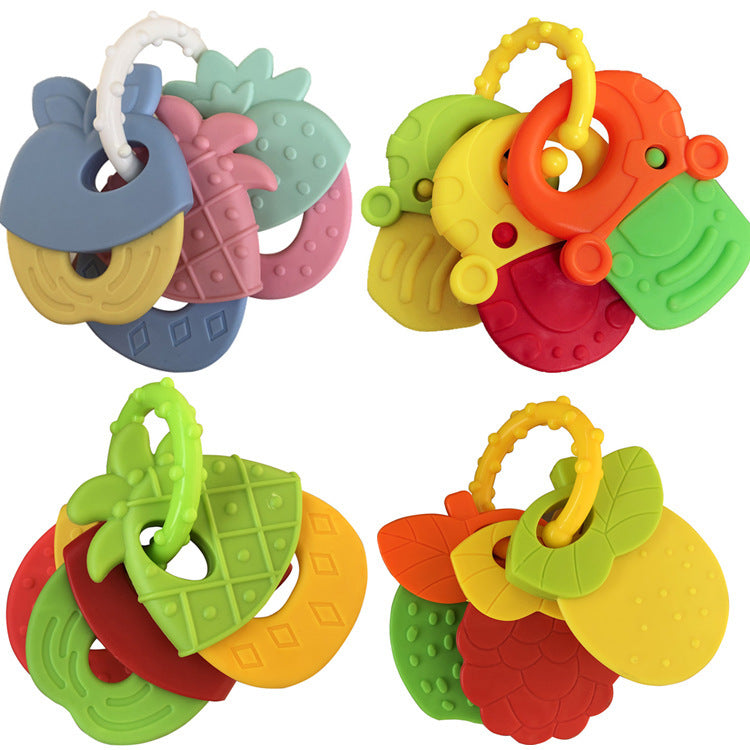 Factory direct baby tooth gum fruit modeling baby silicone tooth gum molar tooth fixer rattle tooth gum - image 1