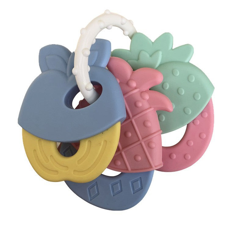 Factory direct baby tooth gum fruit modeling baby silicone tooth gum molar tooth fixer rattle tooth gum - image 2