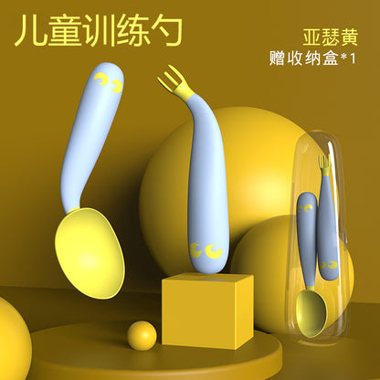 Baby learning to eat bendable training elbow baby twist spoon Fork children's tableware wholesale generation - image 1