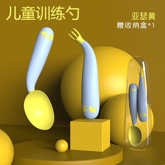 Baby learning to eat bendable training elbow baby twist spoon Fork children's tableware wholesale generation - image 1