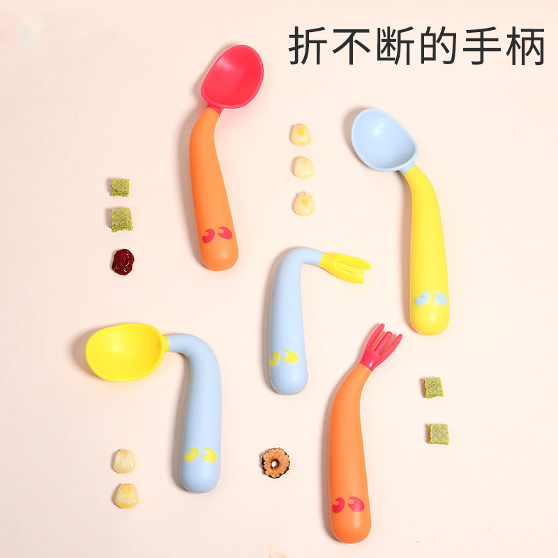 Baby learning to eat bendable training elbow baby twist spoon Fork children's tableware wholesale generation - image 2