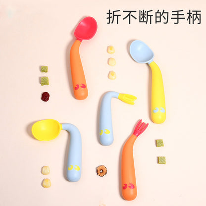 Baby learning to eat bendable training elbow baby twist spoon Fork children's tableware wholesale generation - image 2