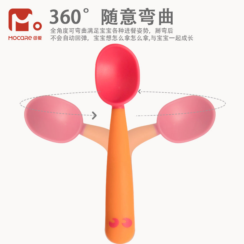 Baby learning to eat bendable training elbow baby twist spoon Fork children's tableware wholesale generation - image 4