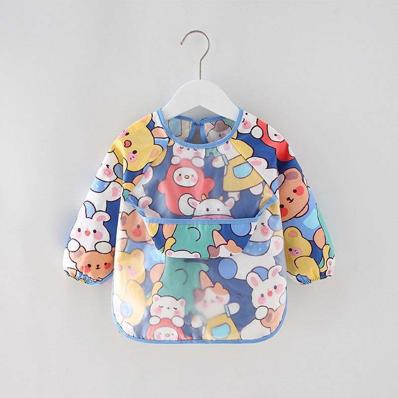 Children's Overalls Waterproof Long-Sleeved Anti-Dressing Baby's Eating Clothes Apron Cotton Children's Overalls Baby's Bib Guard - image 1
