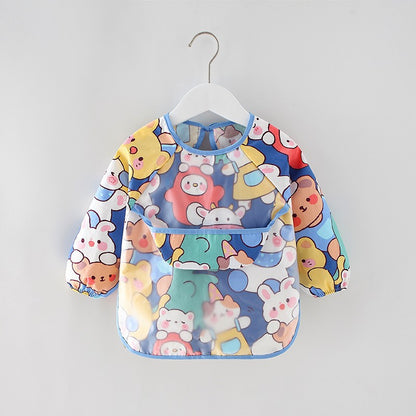 Children's Overalls Waterproof Long-Sleeved Anti-Dressing Baby's Eating Clothes Apron Cotton Children's Overalls Baby's Bib Guard - image 1
