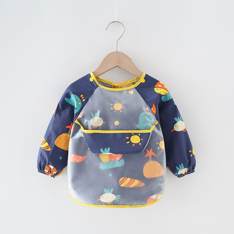 Children's Overalls Waterproof Long-Sleeved Anti-Dressing Baby's Eating Clothes Apron Cotton Children's Overalls Baby's Bib Guard - image 3