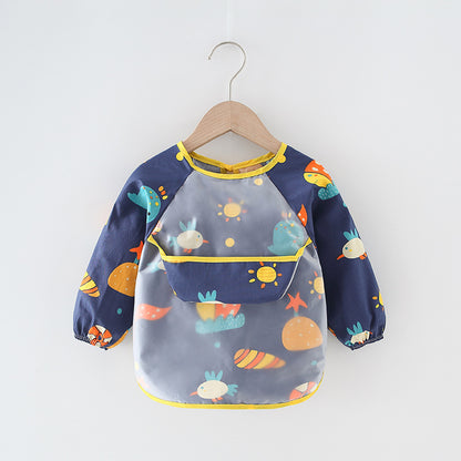 Children's Overalls Waterproof Long-Sleeved Anti-Dressing Baby's Eating Clothes Apron Cotton Children's Overalls Baby's Bib Guard - image 3