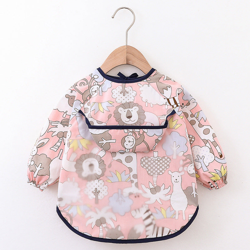 Children's Overalls Spring and Autumn Waterproof Long-Sleeved Anti-Dressing Baby's Dining Clothes Apron Children's Bib Clothing with Food Pocket - image 2