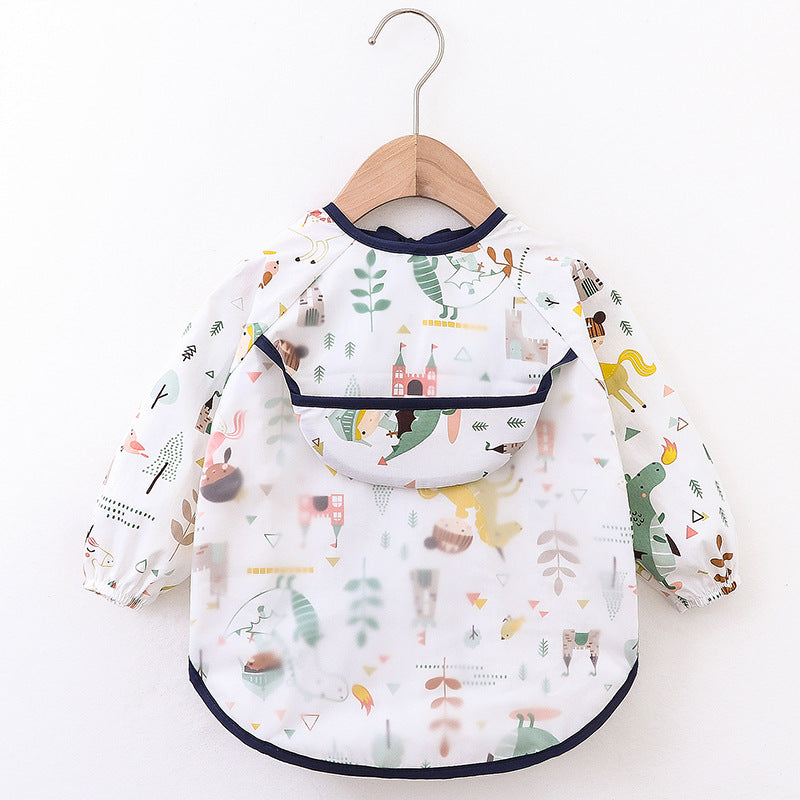 Children's Overalls Spring and Autumn Waterproof Long-Sleeved Anti-Dressing Baby's Dining Clothes Apron Children's Bib Clothing with Food Pocket - image 4