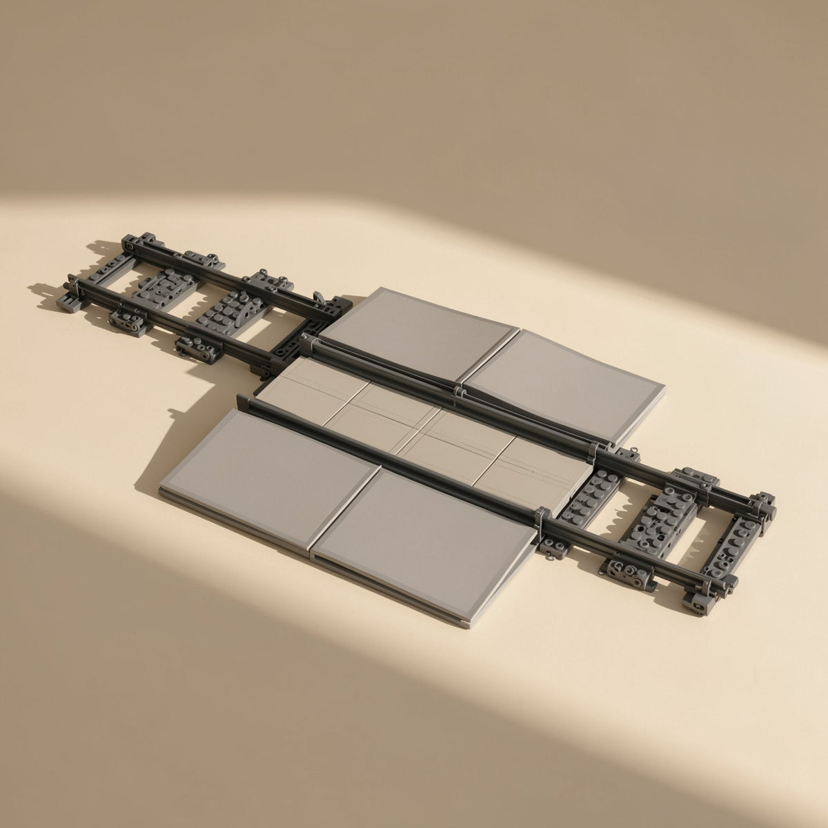 ABS plastic building block train track parts with straight, curved, branching, and crossing forms - view 4
