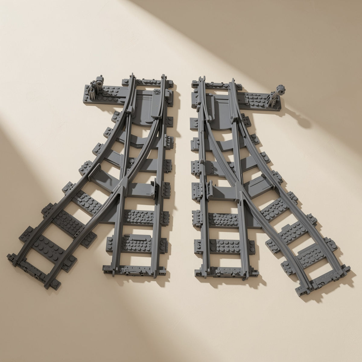 ABS plastic building block train track parts with straight, curved, branching, and crossing forms - view 5