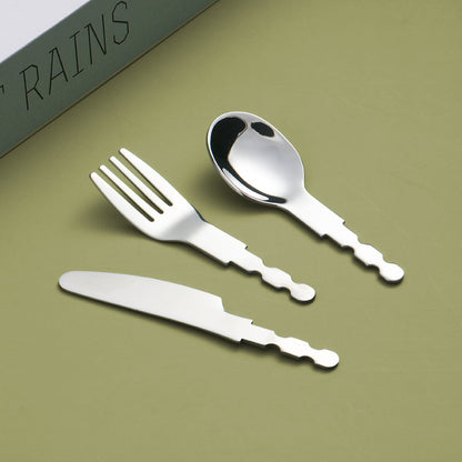 Factory direct supply 316 stainless steel children's fork spoon knife tableware three-piece set semi-finished baby infant spoon fork head - image 1