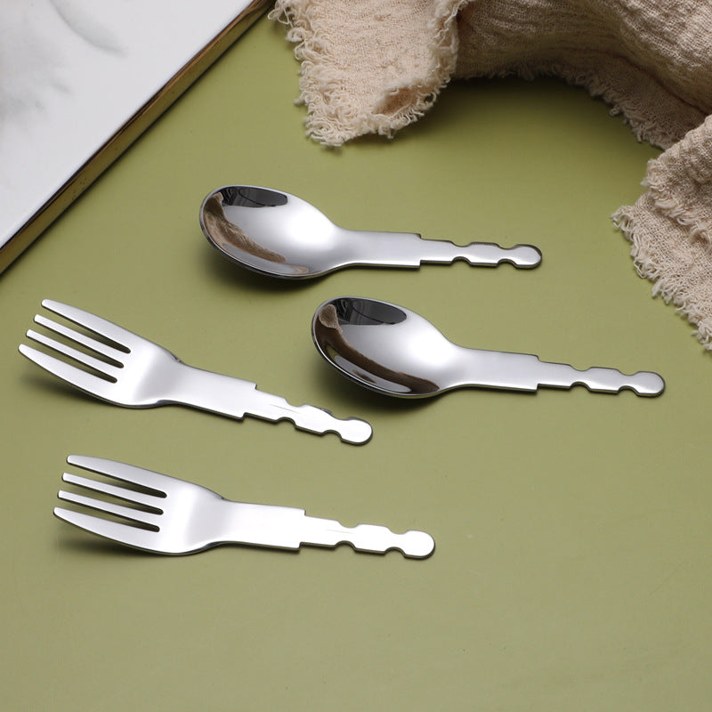 Factory direct supply 316 stainless steel children's fork spoon knife tableware three-piece set semi-finished baby infant spoon fork head - image 2