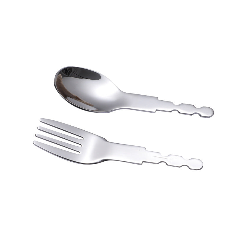 Factory direct supply 316 stainless steel children's fork spoon knife tableware three-piece set semi-finished baby infant spoon fork head - image 5
