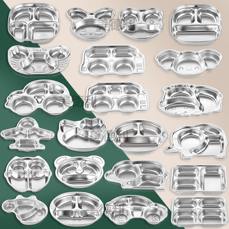 304 Stainless Steel Dielectric Plate Fast Food Plate Kindergarten School Dining Plate Children's Tableware Baby Plate - image 2