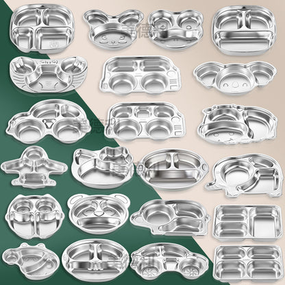 304 Stainless Steel Dielectric Plate Fast Food Plate Kindergarten School Dining Plate Children's Tableware Baby Plate - image 2