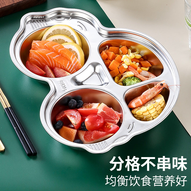 304 Stainless Steel Dielectric Plate Fast Food Plate Kindergarten School Dining Plate Children's Tableware Baby Plate - image 4