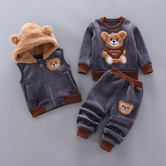 Children's clothing 2025 spring and autumn new children's clothing baby three-piece set girls spring clothing boys suit autumn wholesale - image 1