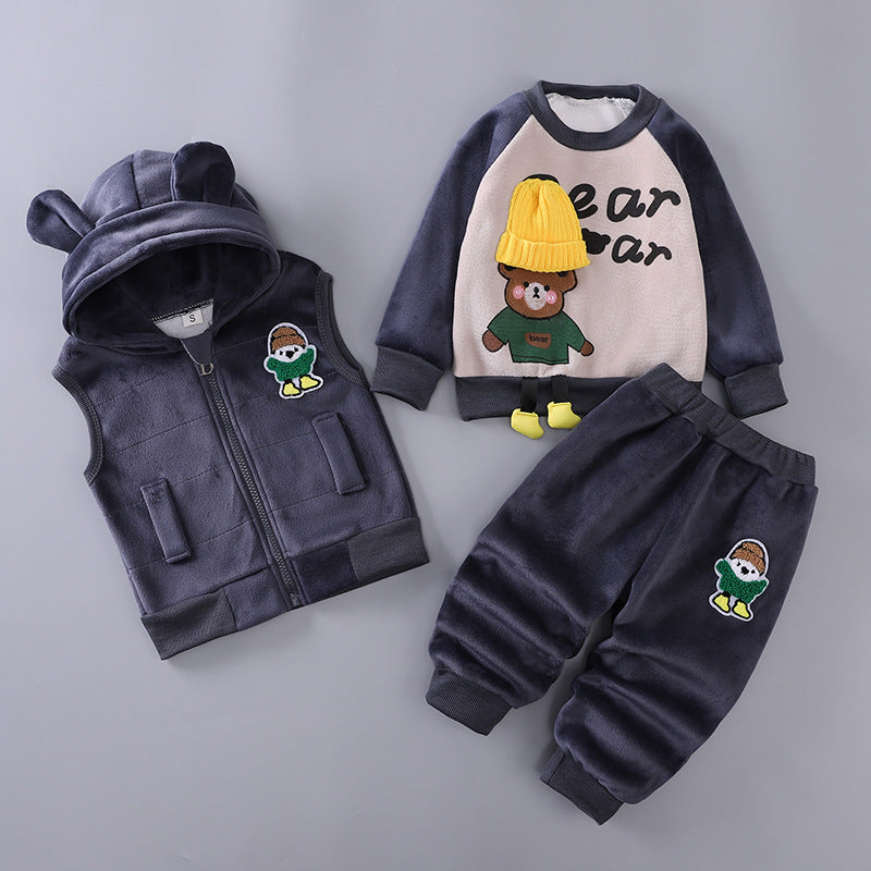 Children's clothing 2025 spring and autumn new children's clothing baby three-piece set girls spring clothing boys suit autumn wholesale - image 2