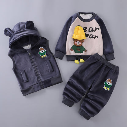 Children's clothing 2025 spring and autumn new children's clothing baby three-piece set girls spring clothing boys suit autumn wholesale - image 2