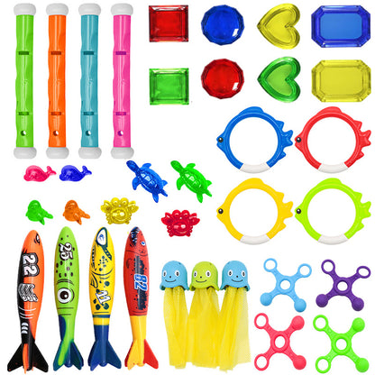 Hot Sale Diving Toy Set Kids Swimming Pool Training Play Toy Fish Sink Plastic Gem - image 2