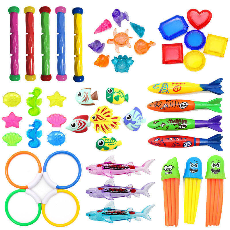 Hot Sale Diving Toy Set Kids Swimming Pool Training Play Toy Fish Sink Plastic Gem - image 4