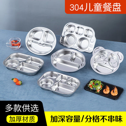 Panda Dining Plate School Children's 304 Stainless Steel Dinner Plate Kindergarten Cartoon Car Dinner Plate Baby Dinner Plate - image 2