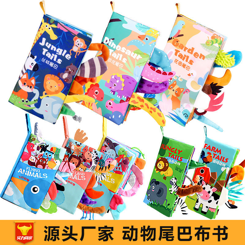 Cross-border Children's Tail Cloth Book Educational Toy Book Can't Tear Baby Cloth Book Ring Paper Enlightenment Book Early Education Toys - image 1