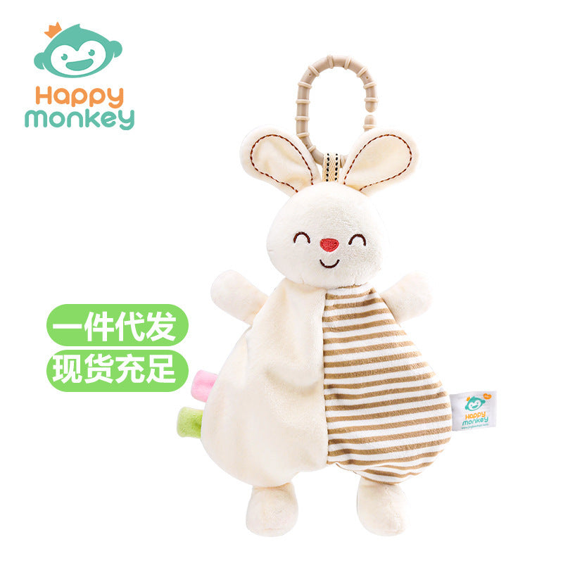 Happymonkey Baby Animal Bed Hanging Comfort Towel, Chewable Toy for 0-1 Year Old Babies, Sleep Soothing Early Education - image 1